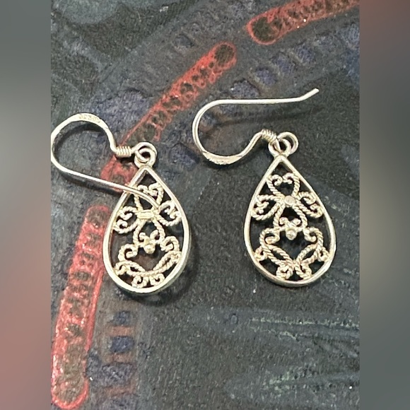 925 stamped silver earrings filigree - Picture 4 of 7